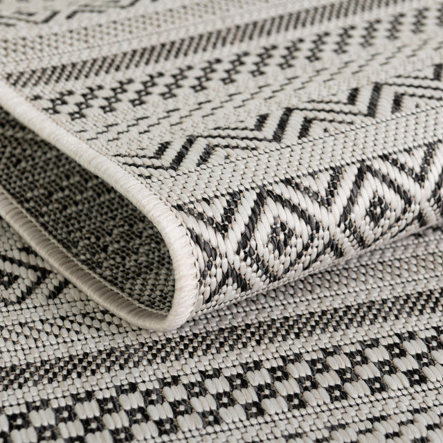 Beige 5' 3 x 5' 3 Outdoor Striped Octagon Area Rug Weather Resistant for Patio, Deck, Terrace, Balcony, Porch Geometric Pattern Waterproof Carpet for Sale at Rug Engine