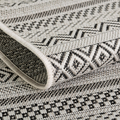 Beige 7' 10 x 7' 10 Outdoor Striped Octagon Area Rug Weather Resistant for Patio, Deck, Terrace, Balcony, Porch Geometric Pattern Waterproof Carpet for Sale at Rug Engine