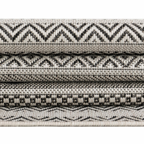 Beige 5' 3 x 5' 3 Outdoor Striped Octagon Area Rug Weather Resistant for Patio, Deck, Terrace, Balcony, Porch Geometric Pattern Waterproof Carpet for Sale at Rug Engine