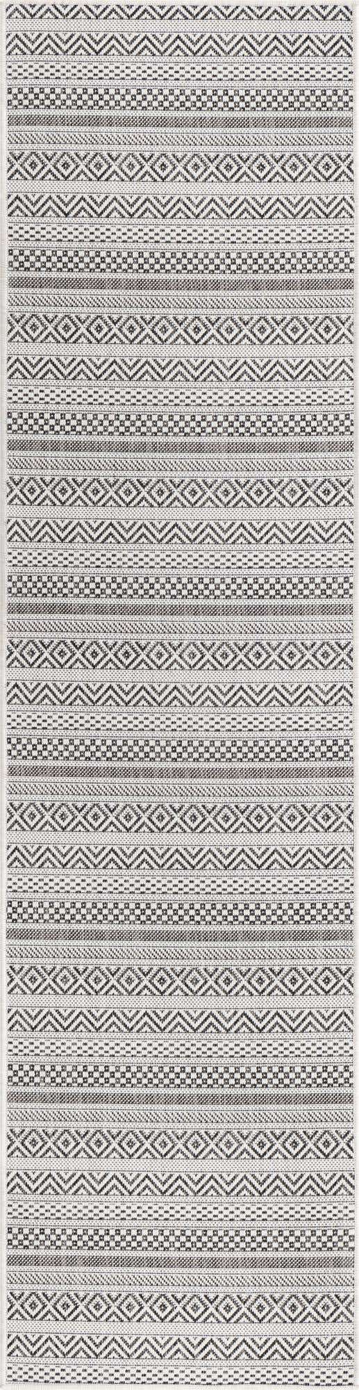 Beige 2' x 8' Outdoor Striped Runner Area Rug Weather Resistant for Patio, Deck, Terrace, Balcony, Porch Geometric Pattern Waterproof Carpet for Sale at Rug Engine