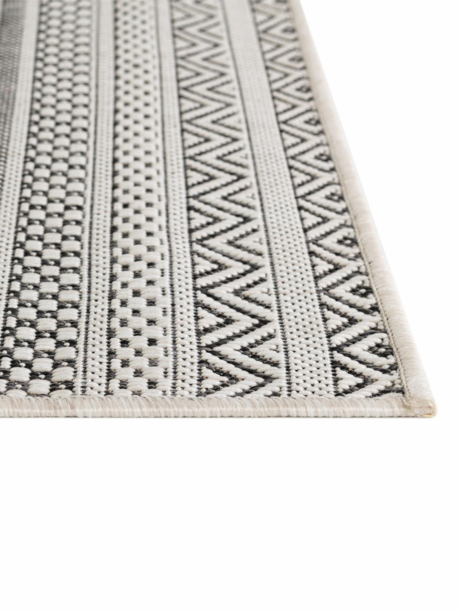 Beige 2' 7 x 12' Outdoor Striped Runner Area Rug Weather Resistant for Patio, Deck, Terrace, Balcony, Porch