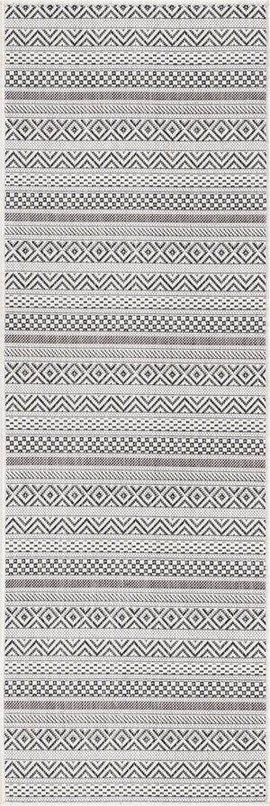 Beige 2' x 6' 1 Outdoor Striped Runner Area Rug Weather Resistant for Patio, Deck, Terrace, Balcony, Porch Geometric Pattern Waterproof Carpet for Sale at Rug Engine