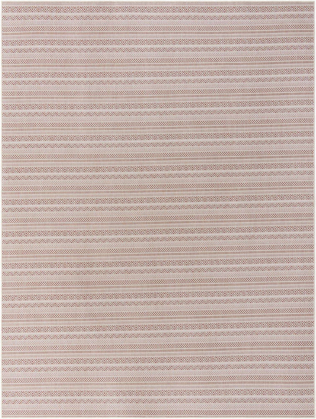Red 9' x 12' Outdoor Striped Rectangle Area Rug Weather Resistant for Patio, Deck, Terrace, Balcony, Porch Geometric Pattern Waterproof Carpet for Sale at Rug Engine