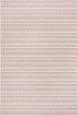 Red 6' 1 x 9' Outdoor Striped Rectangle Rug