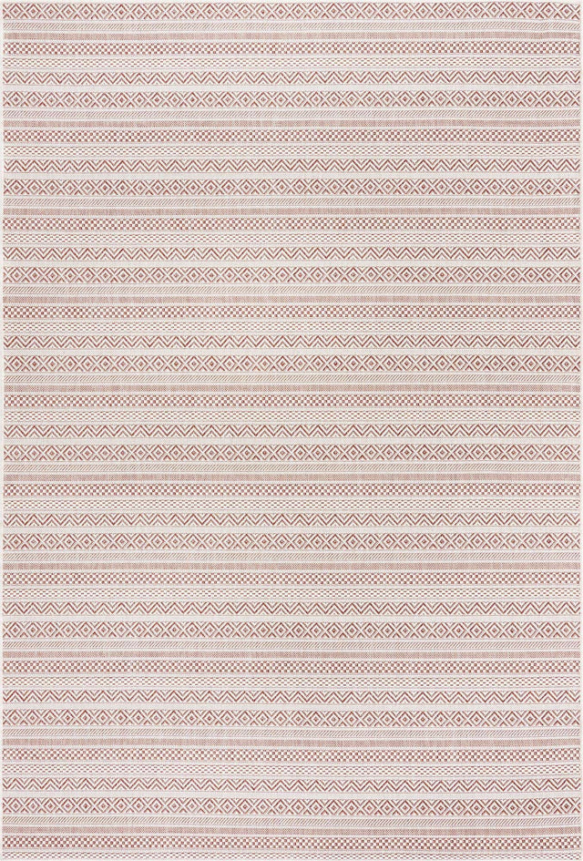 Red 6' 1 x 9' Outdoor Striped Rectangle Rug