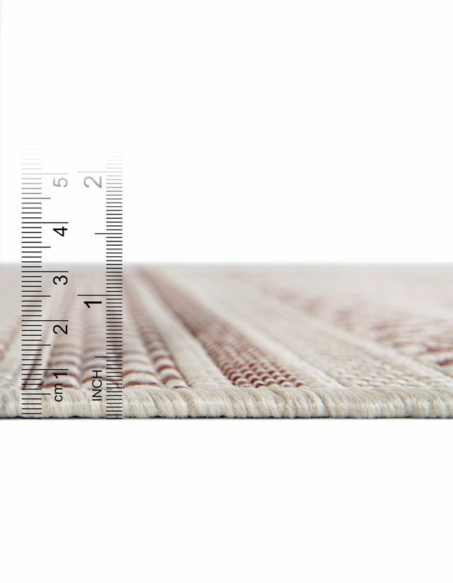 Red 6' 1 x 9' Outdoor Striped Rectangle Rug