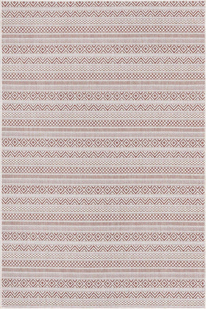 Red 4' 1 x 6' 1 Outdoor Striped Rectangle Area Rug Weather Resistant for Patio, Deck, Terrace, Balcony, Porch Geometric Pattern Waterproof Carpet for Sale at Rug Engine