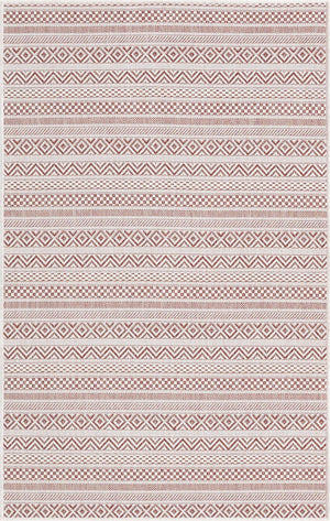 Red 3' 1 x 5' 3 Outdoor Striped Rectangle Rug