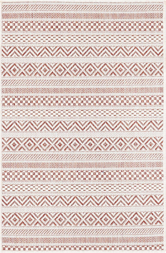 Red 2' x 3' 1 Outdoor Striped Rectangle Area Rug Weather Resistant for Patio, Deck, Terrace, Balcony, Porch Geometric Pattern Waterproof Carpet for Sale at Rug Engine