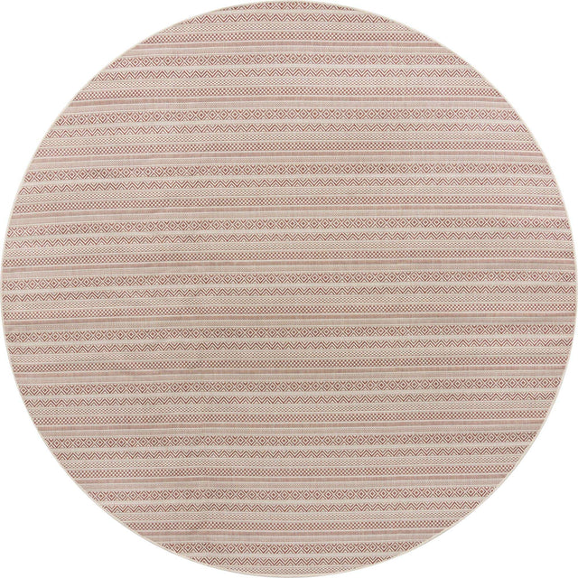 Red 10' x 10' Outdoor Striped Round Area Rug Weather Resistant for Patio, Deck, Terrace, Balcony, Porch Geometric Pattern Waterproof Carpet for Sale at Rug Engine