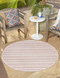 Red 4' 1 x 4' 1 Outdoor Striped Round Area Rug Weather Resistant for Patio, Deck, Terrace, Balcony, Porch Geometric Pattern Waterproof Carpet for Sale at Rug Engine