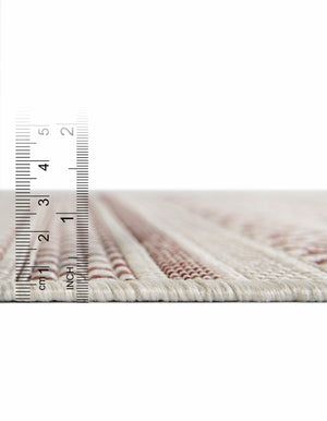 Red 5' 3 x 5' 3 Outdoor Striped Square Area Rug Weather Resistant for Patio, Deck, Terrace, Balcony, Porch Geometric Pattern Waterproof Carpet for Sale at Rug Engine