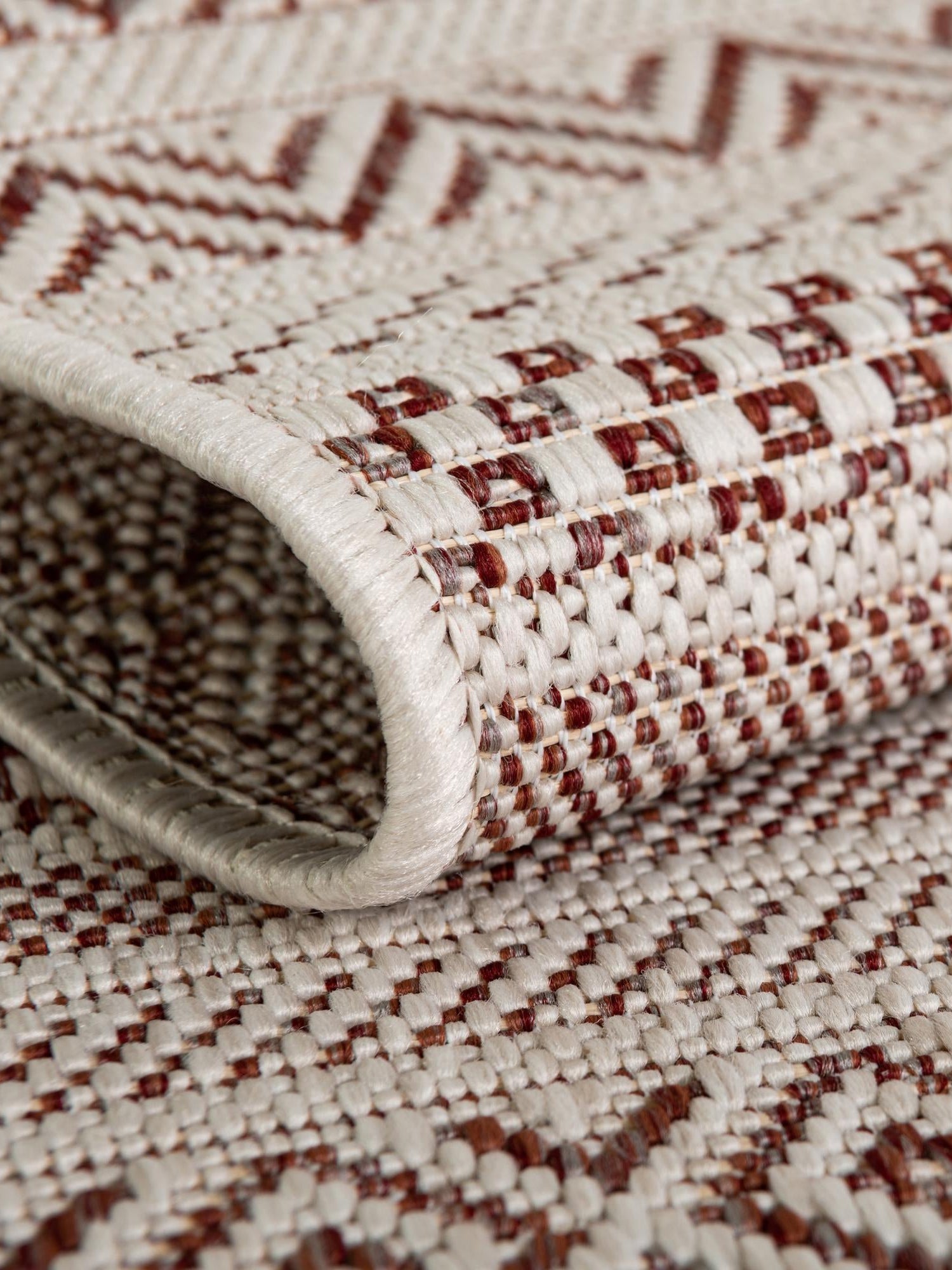 Red 5' 3 x 5' 3 Outdoor Striped Square Area Rug Weather Resistant for Patio, Deck, Terrace, Balcony, Porch Geometric Pattern Waterproof Carpet for Sale at Rug Engine