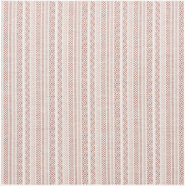 Red 5' 3 x 5' 3 Outdoor Striped Square Area Rug Weather Resistant for Patio, Deck, Terrace, Balcony, Porch Geometric Pattern Waterproof Carpet for Sale at Rug Engine