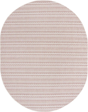 Red 7' 10 x 10' Outdoor Striped Oval Area Rug Weather Resistant for Patio, Deck, Terrace, Balcony, Porch Geometric Pattern Waterproof Carpet for Sale at Rug Engine
