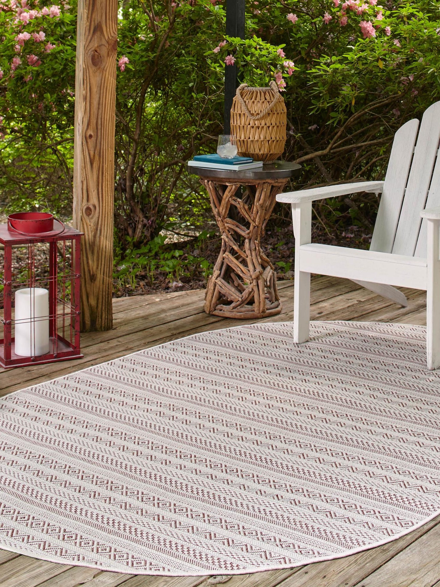 Red 3' 1 x 5' 3 Outdoor Striped Oval Area Rug Weather Resistant for Patio, Deck, Terrace, Balcony, Porch Geometric Pattern Waterproof Carpet for Sale at Rug Engine