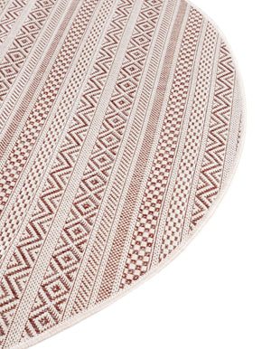 Red 7' 10 x 10' Outdoor Striped Oval Area Rug Weather Resistant for Patio, Deck, Terrace, Balcony, Porch Geometric Pattern Waterproof Carpet for Sale at Rug Engine