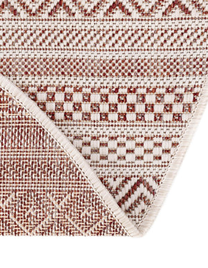 Red 3' 1 x 5' 3 Outdoor Striped Oval Area Rug Weather Resistant for Patio, Deck, Terrace, Balcony, Porch Geometric Pattern Waterproof Carpet for Sale at Rug Engine