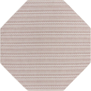 Red 7' 10 x 7' 10 Outdoor Striped Octagon Area Rug Weather Resistant for Patio, Deck, Terrace, Balcony, Porch Geometric Pattern Waterproof Carpet for Sale at Rug Engine