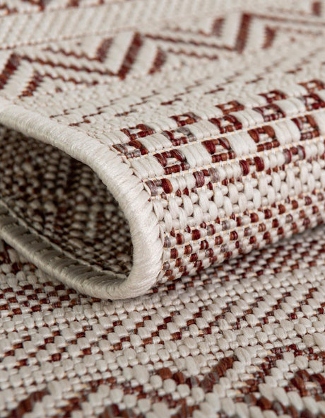 Red 7' 10 x 7' 10 Outdoor Striped Octagon Area Rug Weather Resistant for Patio, Deck, Terrace, Balcony, Porch Geometric Pattern Waterproof Carpet for Sale at Rug Engine