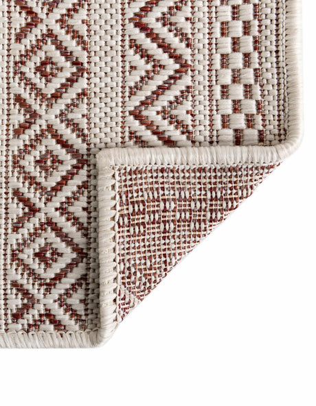 Red 7' 10 x 7' 10 Outdoor Striped Octagon Area Rug Weather Resistant for Patio, Deck, Terrace, Balcony, Porch Geometric Pattern Waterproof Carpet for Sale at Rug Engine