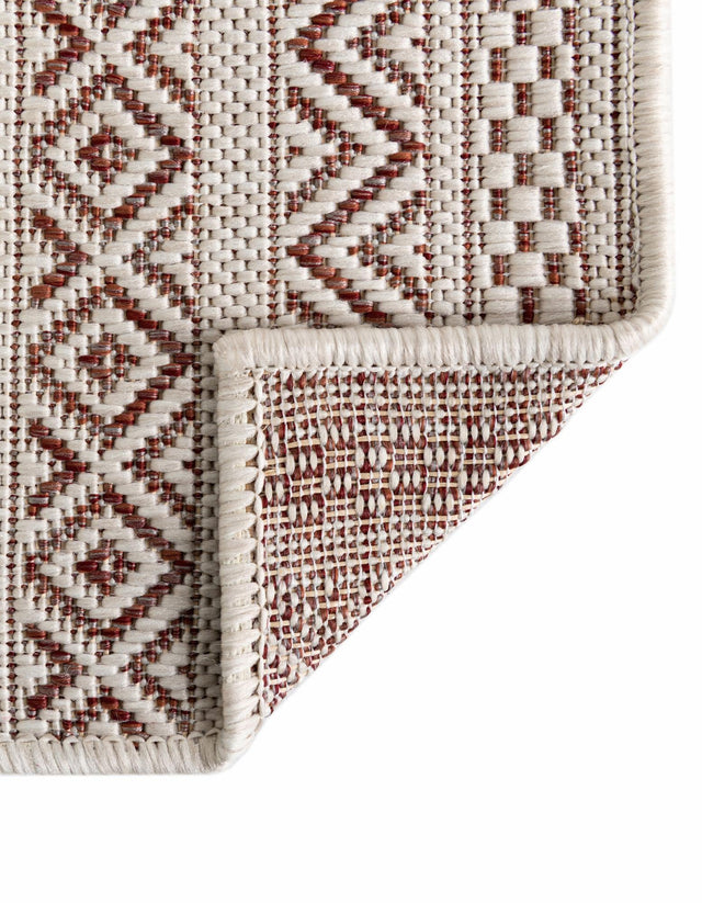 Red 7' 10 x 7' 10 Outdoor Striped Octagon Area Rug Weather Resistant for Patio, Deck, Terrace, Balcony, Porch Geometric Pattern Waterproof Carpet for Sale at Rug Engine