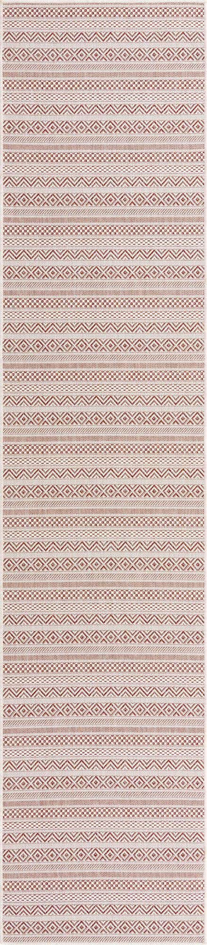 Red 2' 7 x 12' Outdoor Striped Runner Area Rug Weather Resistant for Patio, Deck, Terrace, Balcony, Porch Geometric Pattern Waterproof Carpet for Sale at Rug Engine