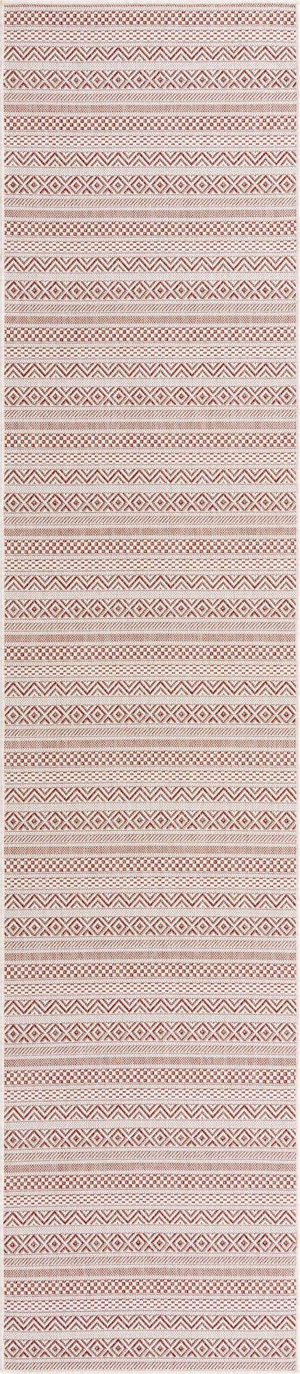 Red 2' 7 x 12' Outdoor Striped Runner Area Rug Weather Resistant for Patio, Deck, Terrace, Balcony, Porch Geometric Pattern Waterproof Carpet for Sale at Rug Engine