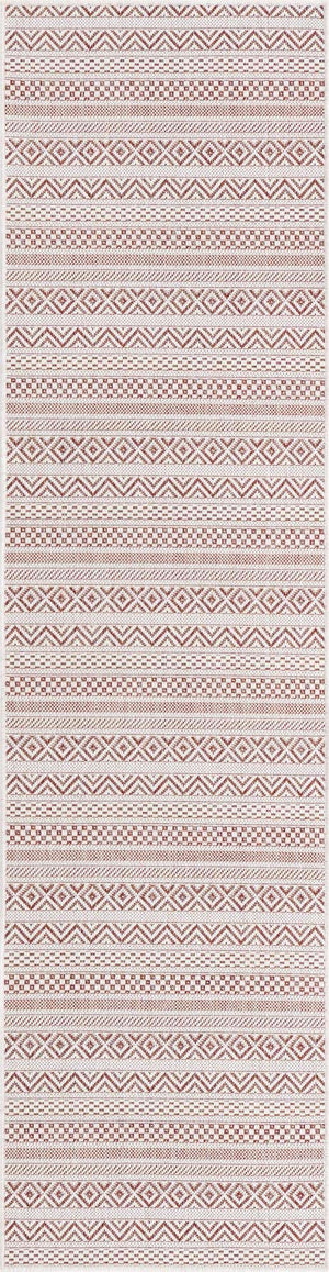 Red 2' x 8' Outdoor Striped Runner Area Rug Weather Resistant for Patio, Deck, Terrace, Balcony, Porch Geometric Pattern Waterproof Carpet for Sale at Rug Engine