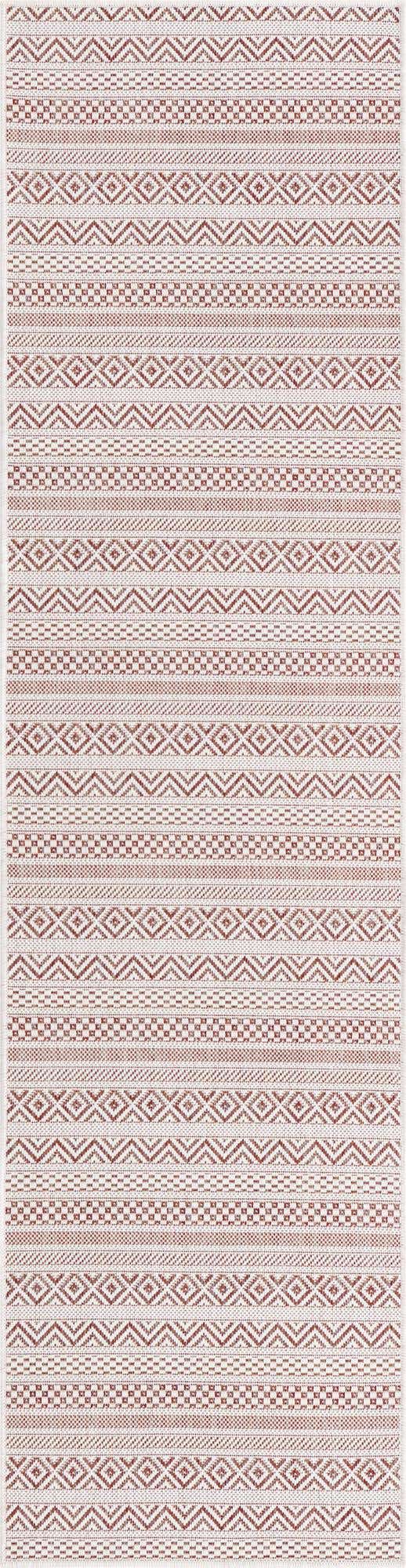 Red 2' x 8' Outdoor Striped Runner Area Rug Weather Resistant for Patio, Deck, Terrace, Balcony, Porch Geometric Pattern Waterproof Carpet for Sale at Rug Engine