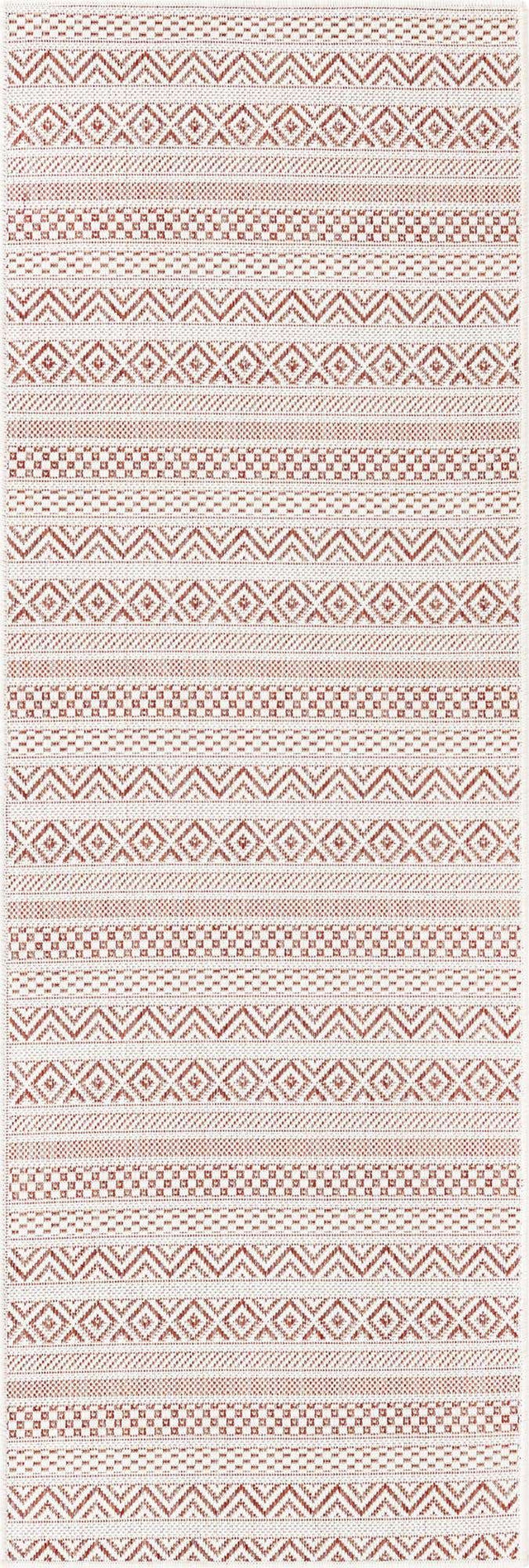 Red 2' x 6' 1 Outdoor Striped Runner Area Rug Weather Resistant for Patio, Deck, Terrace, Balcony, Porch Geometric Pattern Waterproof Carpet for Sale at Rug Engine