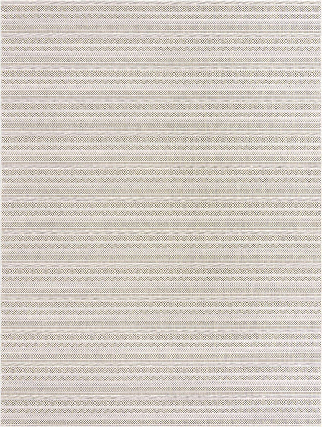 Green 9' x 12' Outdoor Striped Rectangle Area Rug Weather Resistant for Patio, Deck, Terrace, Balcony, Porch Geometric Pattern Waterproof Carpet for Sale at Rug Engine