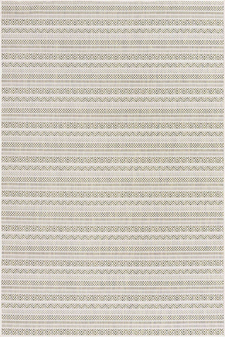 Green 6' 1 x 9' Outdoor Striped Rectangle Rug