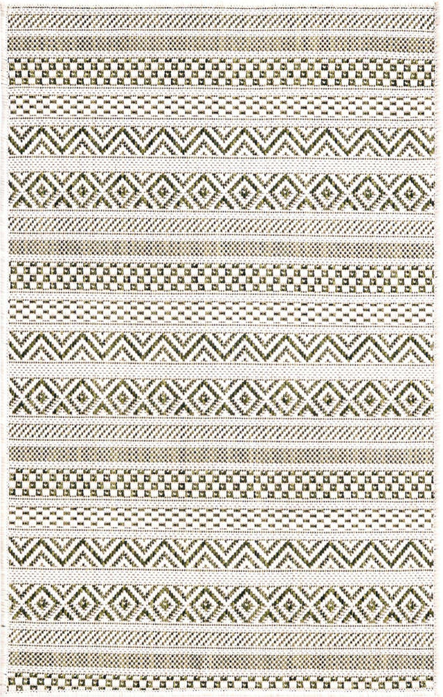 Green 2' x 3' 1 Outdoor Striped Rectangle Area Rug Weather Resistant for Patio, Deck, Terrace, Balcony, Porch Geometric Pattern Waterproof Carpet for Sale at Rug Engine