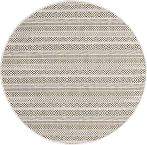 Green 4' 1 x 4' 1 Outdoor Striped Round Area Rug Weather Resistant for Patio, Deck, Terrace, Balcony, Porch Geometric Pattern Waterproof Carpet for Sale at Rug Engine