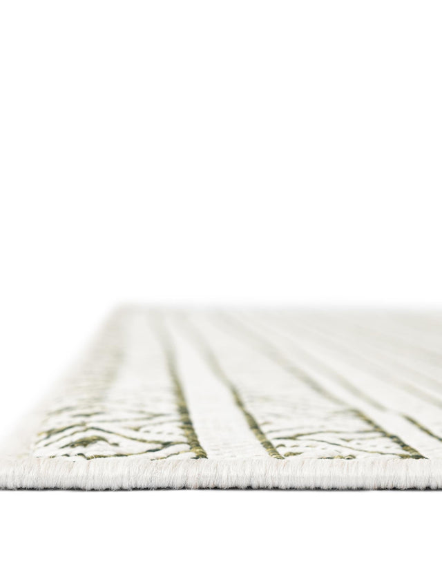 Green 7' 10 x 7' 10 Outdoor Striped Square Area Rug Weather Resistant for Patio, Deck, Terrace, Balcony, Porch Geometric Pattern Waterproof Carpet for Sale at Rug Engine