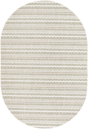 Green 5' 3 x 8' Outdoor Striped Oval Area Rug Weather Resistant for Patio, Deck, Terrace, Balcony, Porch Geometric Pattern Waterproof Carpet for Sale at Rug Engine