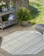 Green 7' 10 x 7' 10 Outdoor Striped Octagon Area Rug Weather Resistant for Patio, Deck, Terrace, Balcony, Porch Geometric Pattern Waterproof Carpet for Sale at Rug Engine