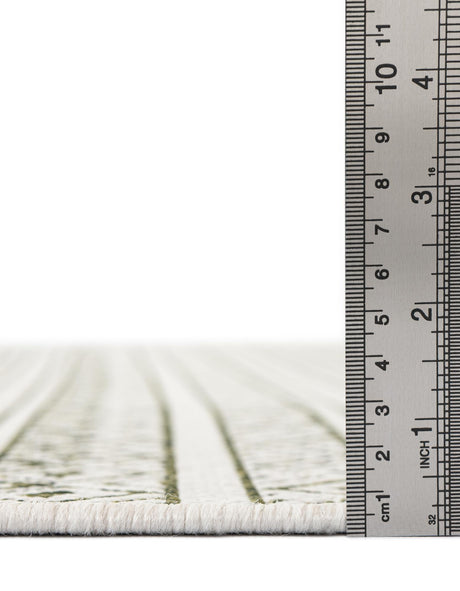 Green 7' 10 x 7' 10 Outdoor Striped Octagon Area Rug Weather Resistant for Patio, Deck, Terrace, Balcony, Porch Geometric Pattern Waterproof Carpet for Sale at Rug Engine