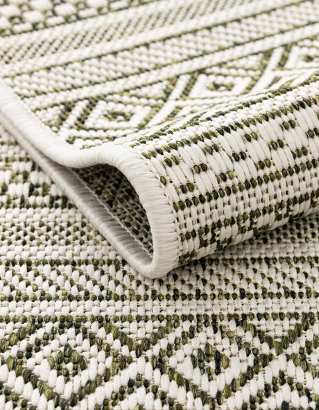 Green 7' 10 x 7' 10 Outdoor Striped Octagon Area Rug Weather Resistant for Patio, Deck, Terrace, Balcony, Porch Geometric Pattern Waterproof Carpet for Sale at Rug Engine