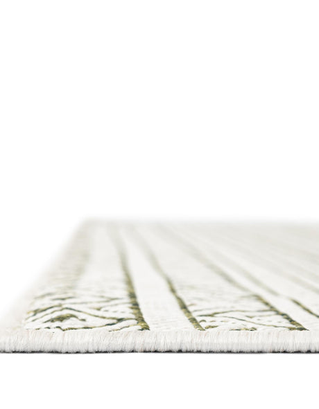 Green 5' 3 x 5' 3 Outdoor Striped Octagon Area Rug Weather Resistant for Patio, Deck, Terrace, Balcony, Porch Geometric Pattern Waterproof Carpet for Sale at Rug Engine