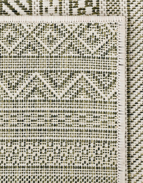 Green 5' 3 x 5' 3 Outdoor Striped Octagon Area Rug Weather Resistant for Patio, Deck, Terrace, Balcony, Porch Geometric Pattern Waterproof Carpet for Sale at Rug Engine