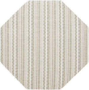 Green 5' 3 x 5' 3 Outdoor Striped Octagon Area Rug Weather Resistant for Patio, Deck, Terrace, Balcony, Porch Geometric Pattern Waterproof Carpet for Sale at Rug Engine