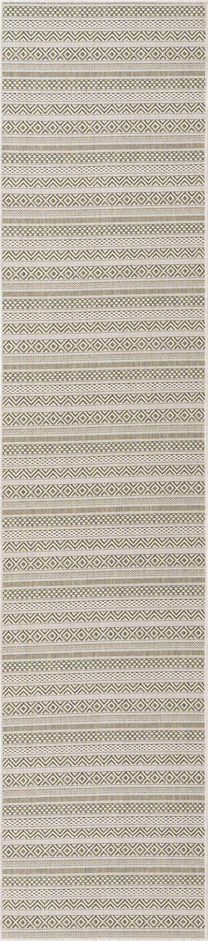 Green 2' 7 x 12' Outdoor Striped Runner Area Rug Weather Resistant for Patio, Deck, Terrace, Balcony, Porch Geometric Pattern Waterproof Carpet for Sale at Rug Engine