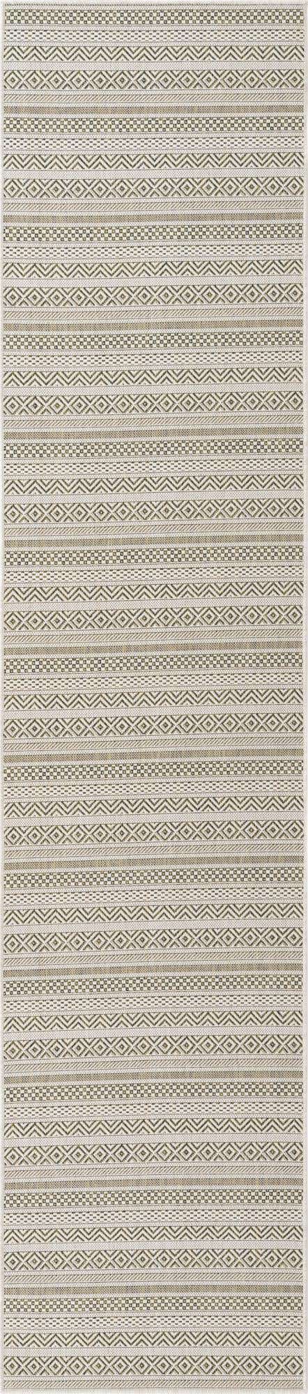 Green 2' 7 x 12' Outdoor Striped Runner Area Rug Weather Resistant for Patio, Deck, Terrace, Balcony, Porch Geometric Pattern Waterproof Carpet for Sale at Rug Engine