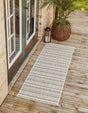 Green 2' x 6' 1 Outdoor Striped Runner Area Rug Weather Resistant for Patio, Deck, Terrace, Balcony, Porch Geometric Pattern Waterproof Carpet for Sale at Rug Engine
