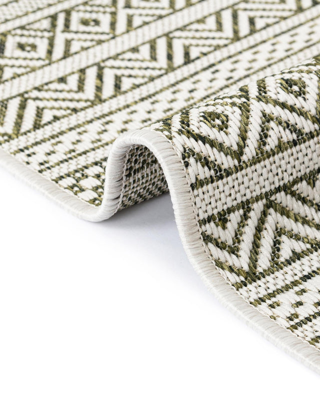Green 2' x 8' Outdoor Striped Runner Area Rug Weather Resistant for Patio, Deck, Terrace, Balcony, Porch Geometric Pattern Waterproof Carpet for Sale at Rug Engine