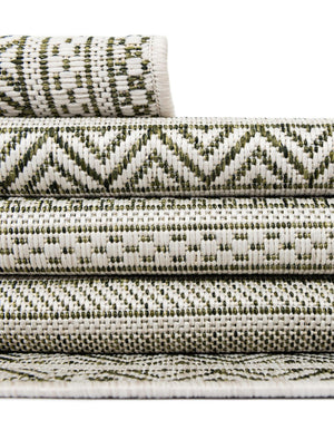 Green 2' x 8' Outdoor Striped Runner Area Rug Weather Resistant for Patio, Deck, Terrace, Balcony, Porch Geometric Pattern Waterproof Carpet for Sale at Rug Engine