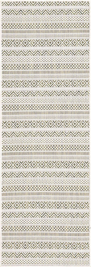 Green 2' x 6' 1 Outdoor Striped Runner Area Rug Weather Resistant for Patio, Deck, Terrace, Balcony, Porch Geometric Pattern Waterproof Carpet for Sale at Rug Engine