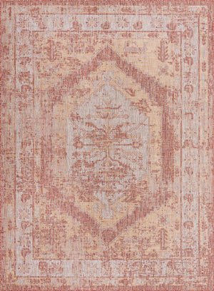 Rust Red 7' 10 x 11' Outdoor Traditional Rectangle Area Rug Weather Resistant for Patio, Deck, Terrace, Balcony, Porch Classical Design Outside Carpet for Sale at Rug Engine